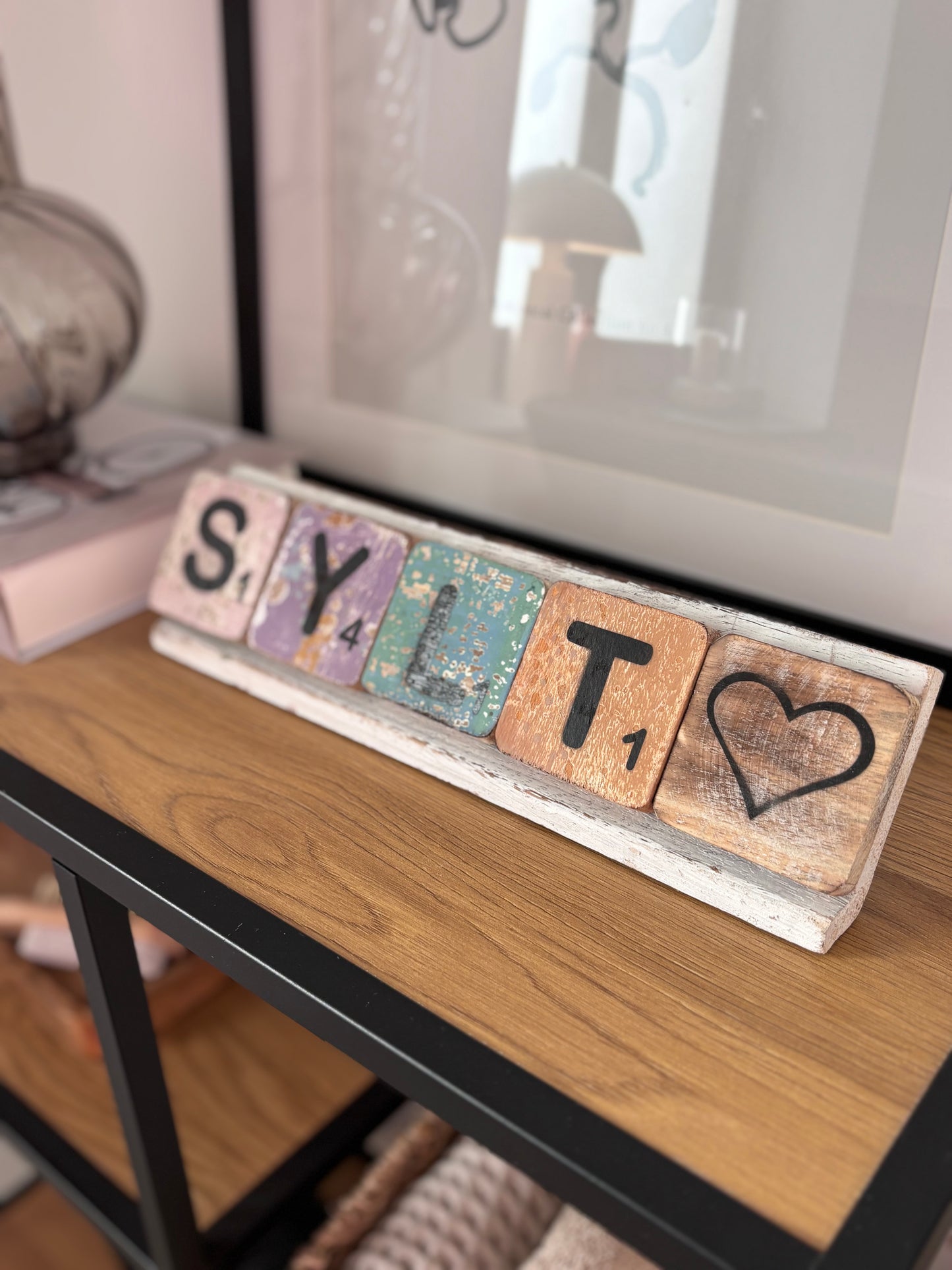 Holzschriftzug „Sylt Scrubble“ inkl. Aufsteller